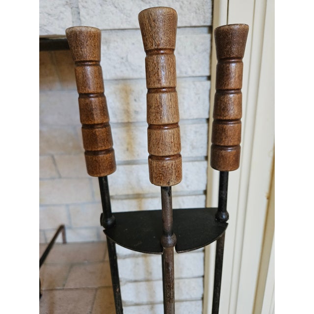 1960s 1960s MCM Eames Style Wrought Iron Fireplace Tool Set For Sale - Image 5 of 6