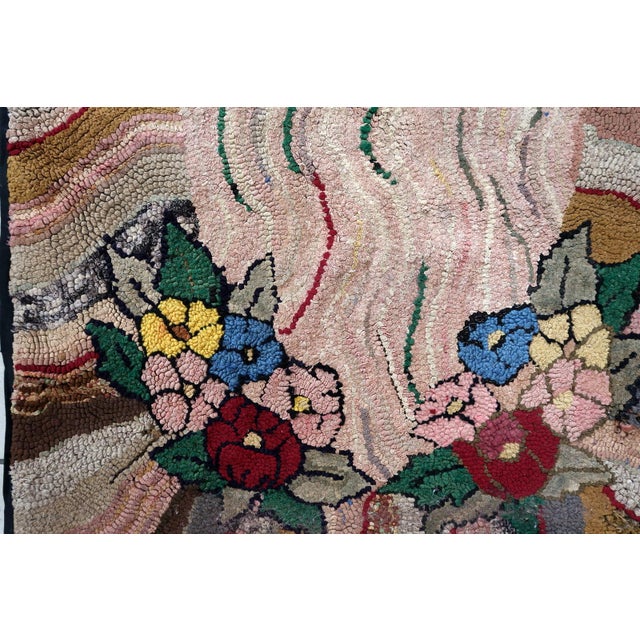 Pink 1880s, Handmade Antique American Hooked Rug 3.2' X 5.7' For Sale - Image 8 of 11