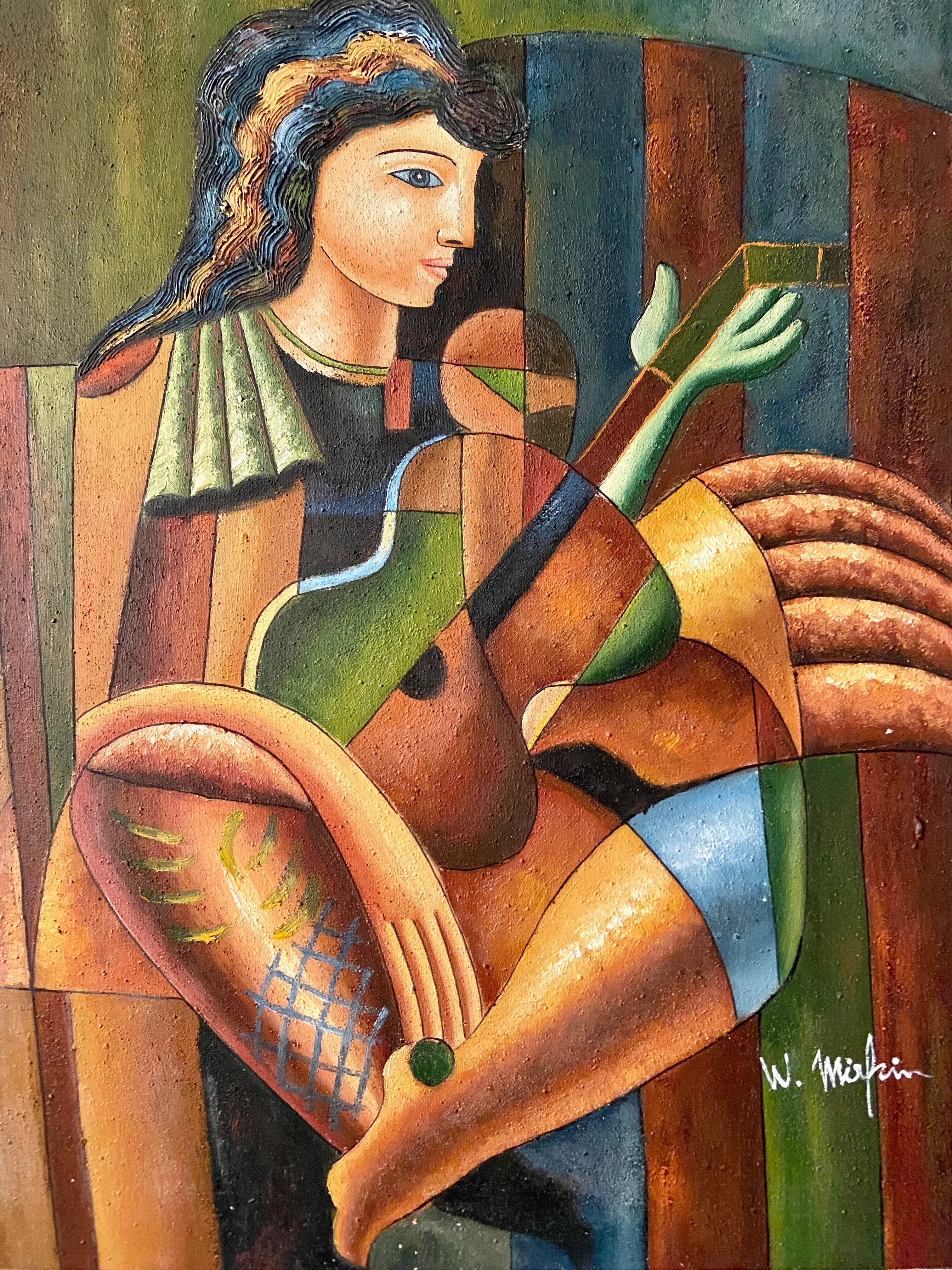 1960s-cubist-oil-painting-of-a  display picture 1