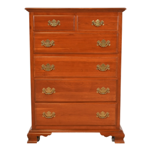 Ethan Allen Early American Solid Cherry Wood Six-Drawer Highboy Dresser