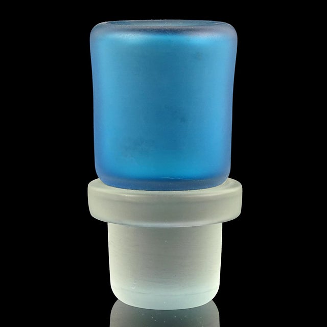 Mid-Century Modern Vintage Murano Ermanno Toso Satin Surface Blue Murrine Canes Italian Art Glass Decorative Decanter For Sale - Image 3 of 6
