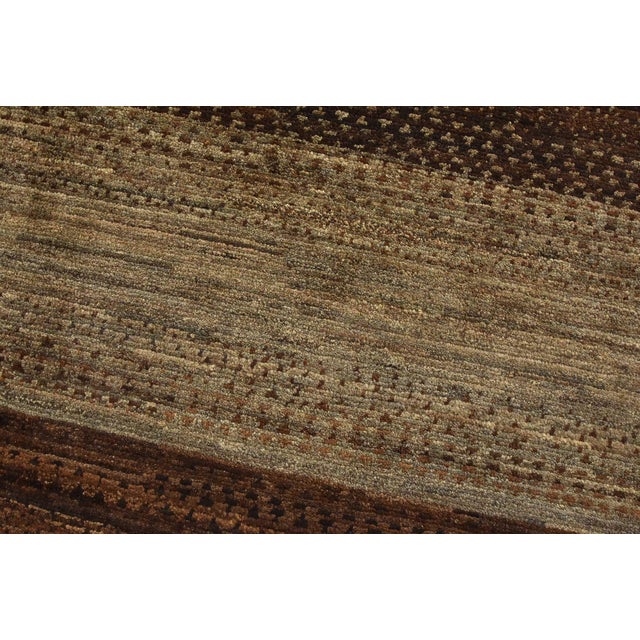 Gabbeh Rug 5′ X 6’4” Brown Gray Wool Contemporary Hand-Knotted Carpet For Sale - Image 4 of 12