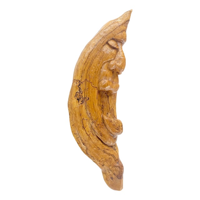 Large 40" Tall Carved Lacquered Solid Teak Moon Face Wall Hanging Sculpture NICE For Sale