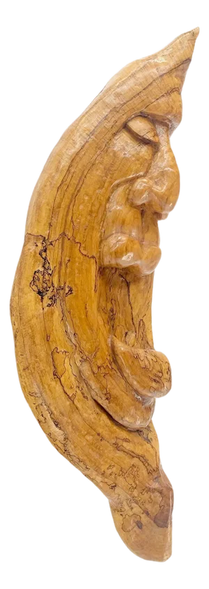 Large 40" Tall Carved Lacquered Solid Teak Moon Face Wall Hanging Sculpture NICE