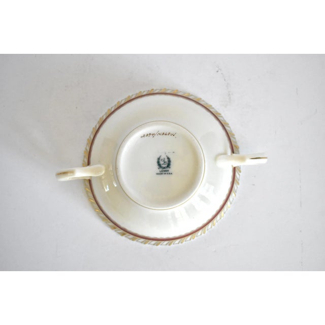 Ceramic Vintage Lenox "Georgian" Red & Gold Cream Soup Bowl For Sale - Image 7 of 12