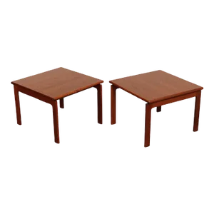 1970s Komfort Danish Modern Teak Square End Tables - A Pair