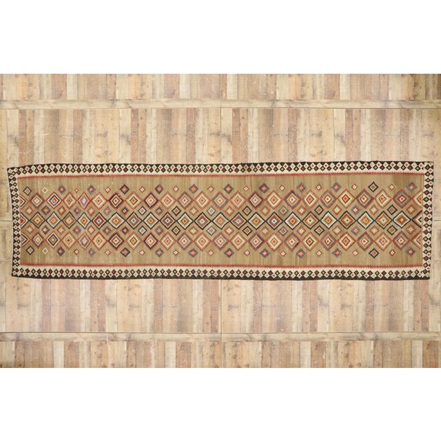 Brown Late 20th Century Vintage Turkish Kilim Rug Runner, 04'02 X 15'00 For Sale - Image 8 of 9