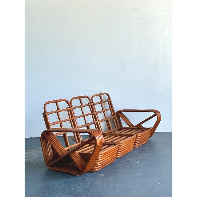 Vintage MCM Paul Frankl 6 Strand Rattan Sofa For Sale - Image 11 of 18