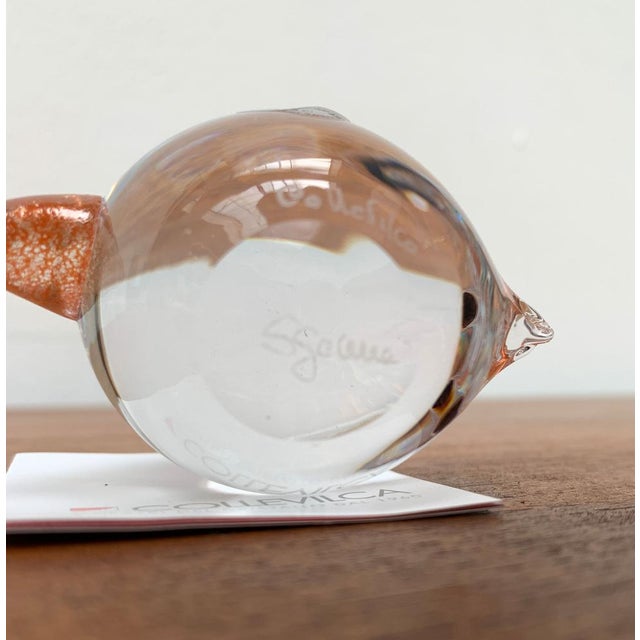 Orange Vintage Italian Handmade Glass Bird from Collevilca, Italy For Sale - Image 8 of 15