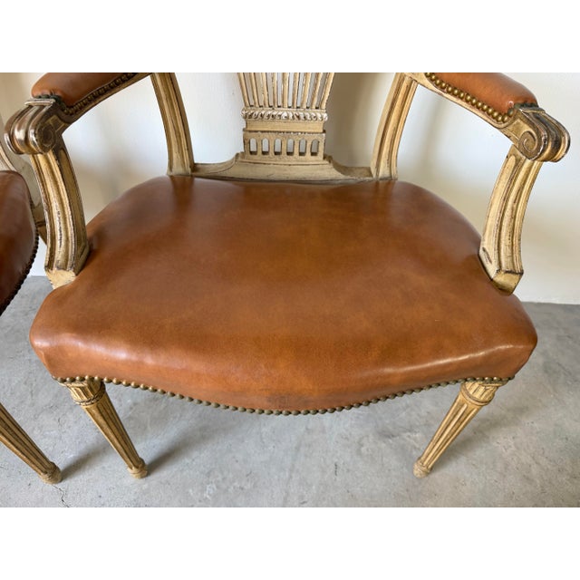 1950s Hollywood Regency Maison Jansen Louis XVI Style Balloon Back Arm Chairs - A Pair For Sale - Image 5 of 12