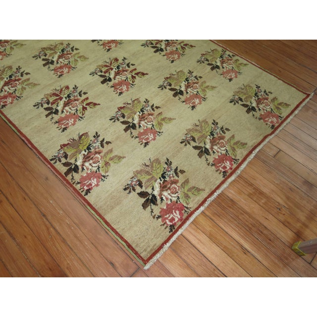 Zabihi Collection Elegant Turkish Floral Rug For Sale - Image 4 of 6