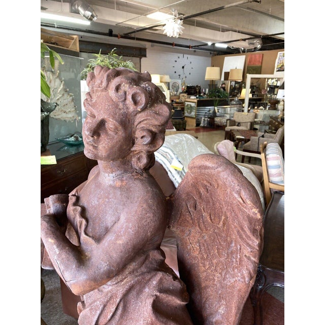 Majestic Antique 5 foot tall cast iron angel Sculpture. 61” tall, weighs 500-600 probably pounds. As you see in the...