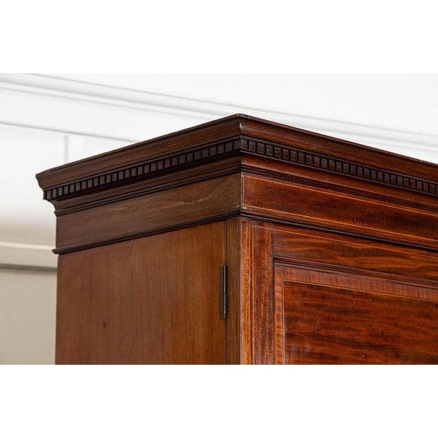 Brown Large English Inlaid Mahogany Double Wardrobe, 1890 For Sale - Image 8 of 18