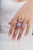 Turquoise 14k Yellow Gold 9.35ct Cabochon Turquoise Ruby & Diamond Halo Cocktail Ring Size 6 For Sale - Image 8 of 18