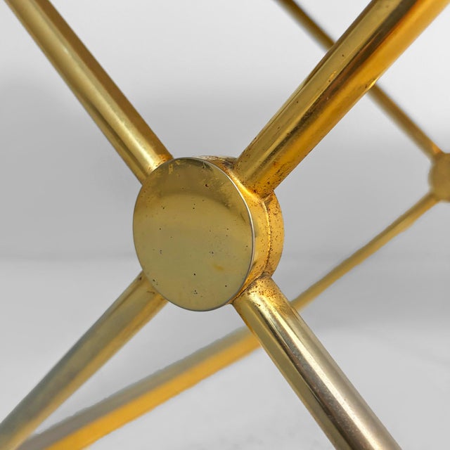 Italian Modern Stools in Gilt Metal and White Fabric, 1980s, Set of 2 For Sale - Image 16 of 18