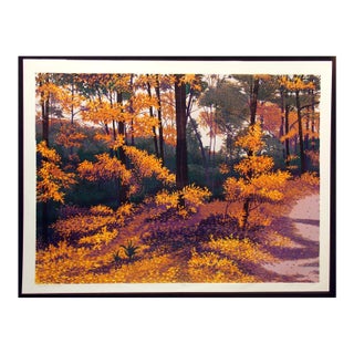 Gordon Mortensen "Sherborn Woods" Hand Signed Woodcut Print For Sale