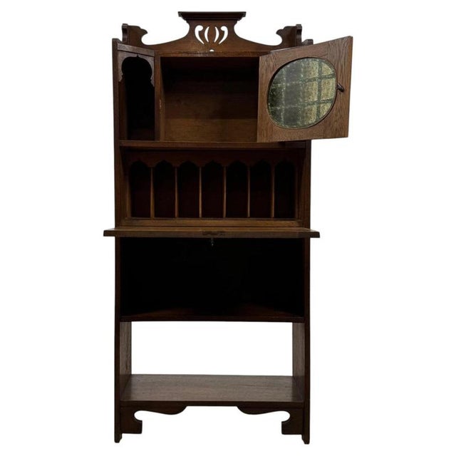 20th Century Arts and Crafts Oak Bureau, 1890s For Sale - Image 4 of 13
