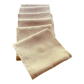 Circa 1930s Linen Dinner Napkins- Set of 6 For Sale