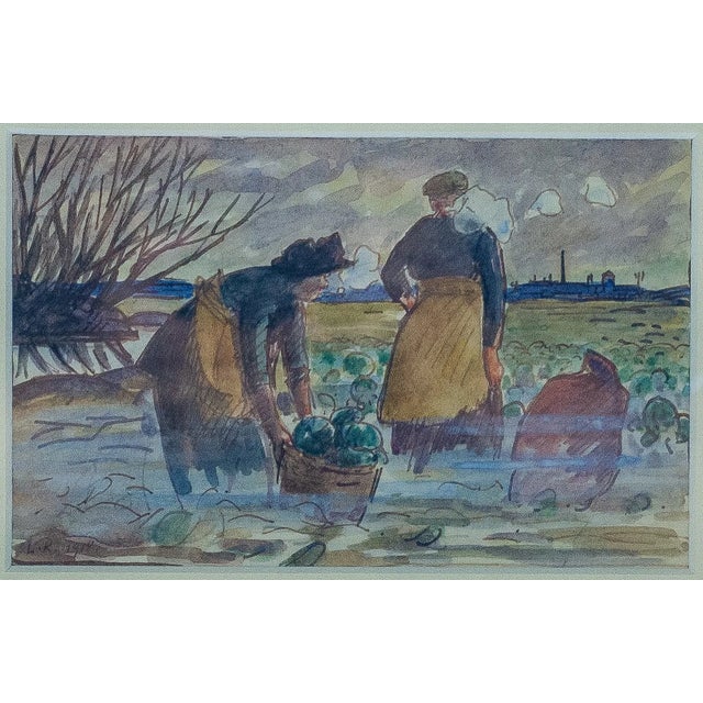 1910s Ludovic-Rodo Pissarro - Cabbage. Pickers, Watercolor & Ink For Sale - Image 4 of 5