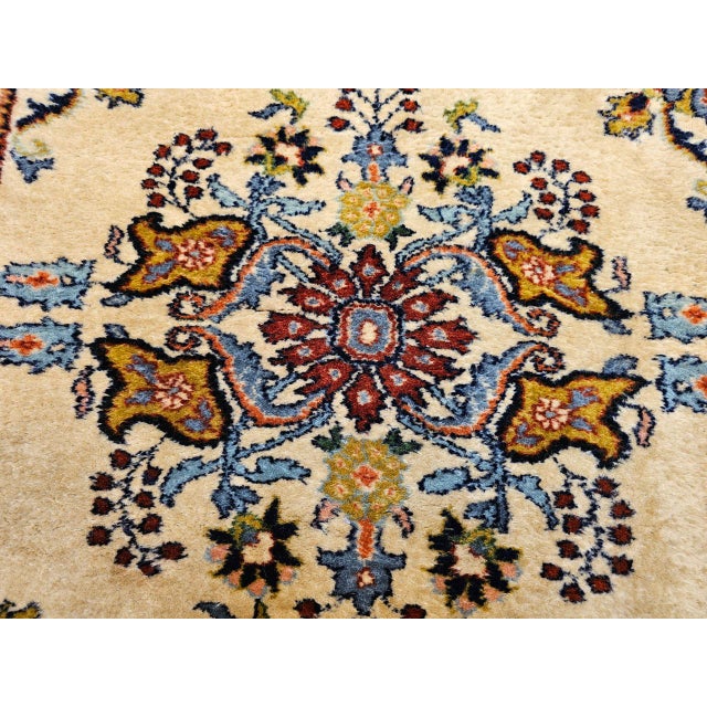 Ivory Vintage Persian Bakhtiari Rug, Hand-Knotted Wool, Floral Pattern, Ivory & Rust Red, 3x3 For Sale - Image 8 of 12