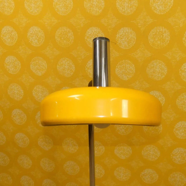 Large Yellow and Chrome Adjustable Gooseneck Floor Lamp, 1970s For Sale - Image 6 of 14