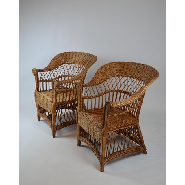 20th Century Wicker Armchairs with Rolled Arms, 1920, Set of 2 For Sale - Image 16 of 18