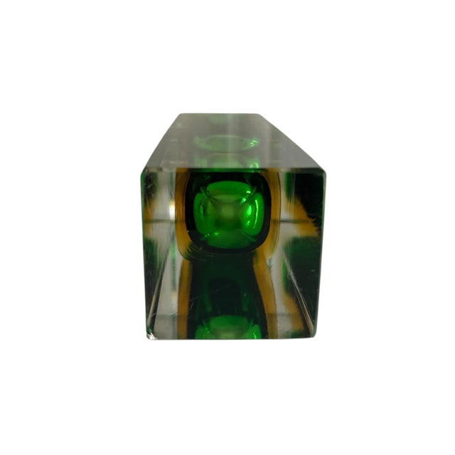 1960s Murano Sommerso Glass Green Yellow Vase by Flavio Poli for Alessandro Mandruzzato For Sale - Image 4 of 6