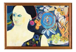 Vintage Mid Century Fauvist Portrait of a Woman Abstracted Floral Still Life