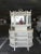 Mid 20th Century Chinese Chippendale White Rattan Display Cabinet For Sale - Image 12 of 12