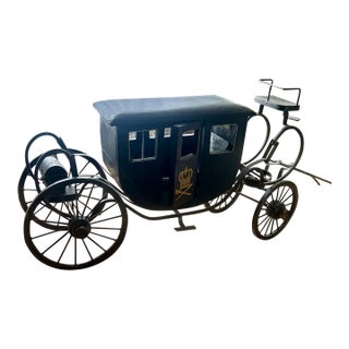 Monumental 39" Vintage German Handmade Wood & Iron Royal State Carriage Coach Model For Sale