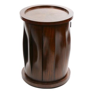 Mid-Century Modern Mahogany Drum-Shaped Revolving Side Table For Sale