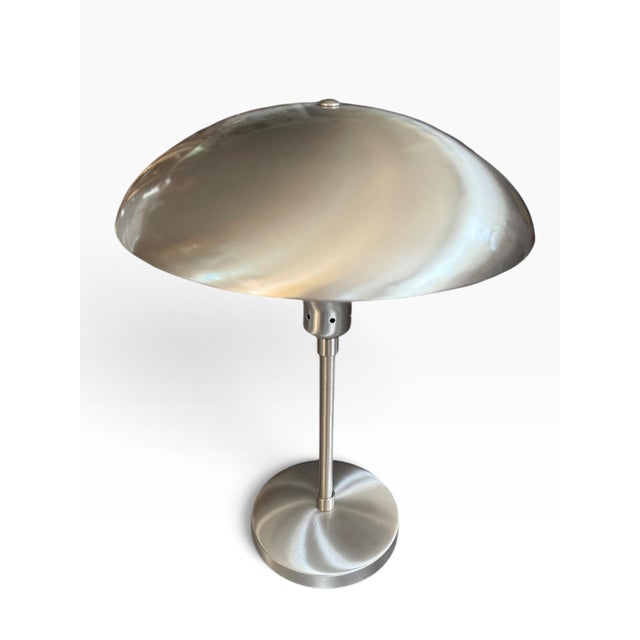 2000 - 2009 Vintage Space Age Mushroom Table Lamp | Silver Dome Ufo Lamp | Retro Metal For Sale - Image 5 of 7
