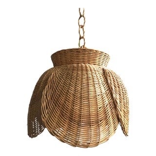 1970s Bohemian Rattan Pendant Light For Sale