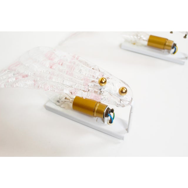 Italian Foglio Wall Lamps in Murano Glass, 1980s, Set of 2 For Sale - Image 4 of 9