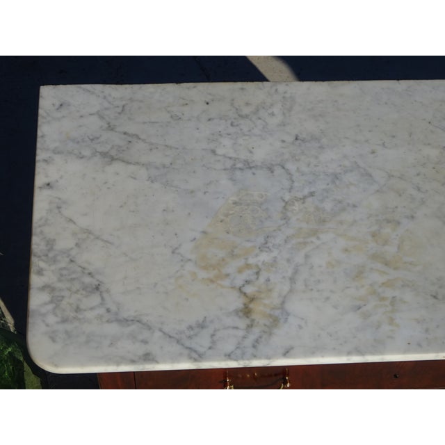 Antique Restoration Chest of Drawers in Mahogany Veneer with White Marble Top For Sale - Image 16 of 18