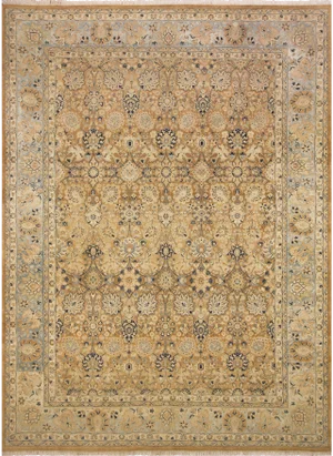 1980s Semi Vintage Heritage Lt. Brown/Lt. Blue Hand-Knotted Rug -8'10 X 12'2
