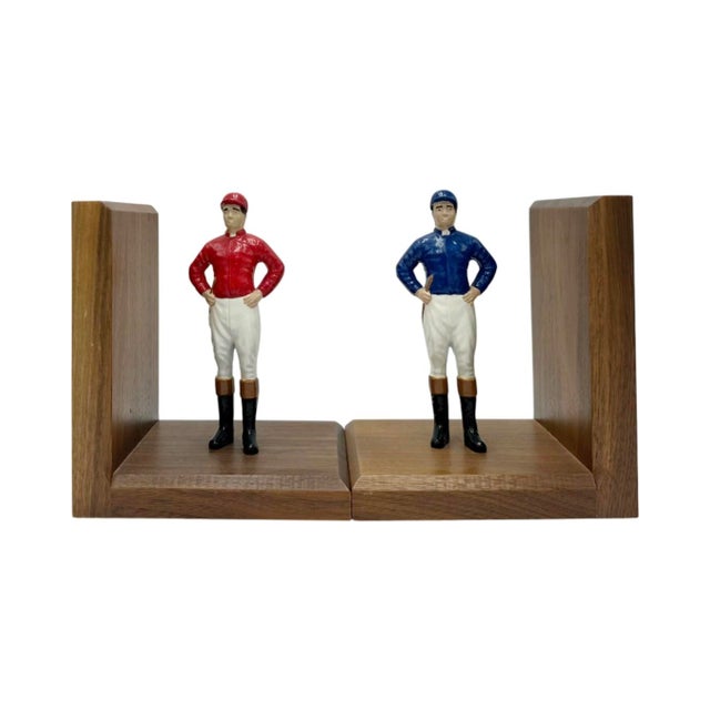 Pair Vintage Equestrian Jockey Bookends Horse Racing Wood For Sale - Image 11 of 11
