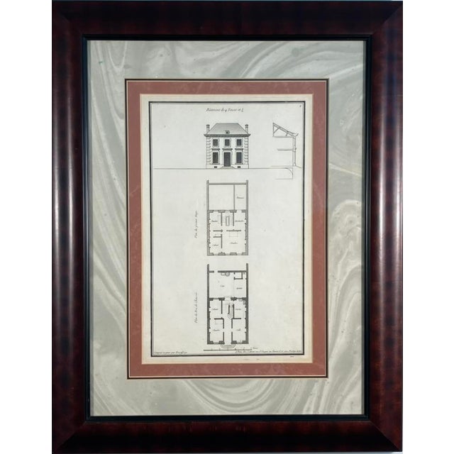 French Set of 18th-Century French Architectural Engravings – Framed Pair For Sale - Image 3 of 16