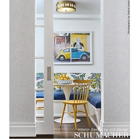 2010s Schumacher Deconstructed Stripe Geometric Wallpaper in Cobalt Blue - 2-Roll Set (9 Yards) For Sale - Image 5 of 6