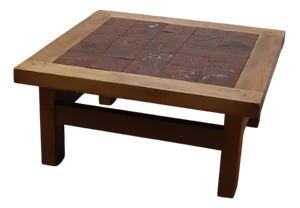 Mid-Century Botanical Ceramic Tile Coffee Table in Oak, 1960s