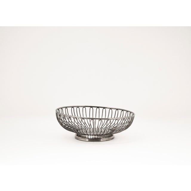 Mid-Century Modern Mid-Century Modern Wire Basket with Silver Plating, 1950s For Sale - Image 3 of 8