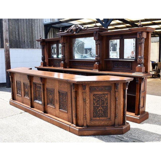 Victorian Carved Oak Front and Back Bar, 1980 For Sale - Image 4 of 18