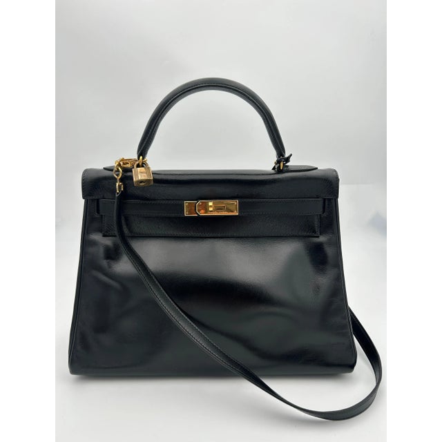 1990s Hermès Black Box Leather Kelly 1998 For Sale - Image 5 of 12