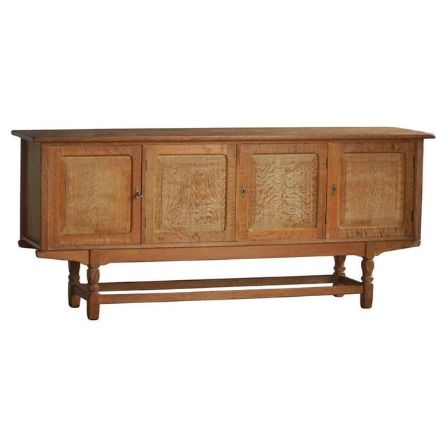 Low Vintage Danish Sideboard in Oak, 1960s For Sale - Image 18 of 18