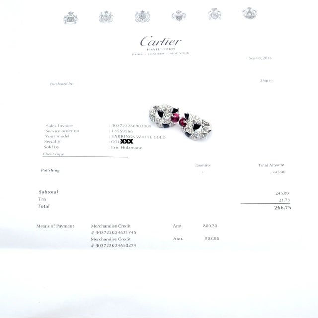 Cartier Beautes Du Monde White Gold Diamond Rubellite Onyx Earrings, Pair For Sale - Image 9 of 9