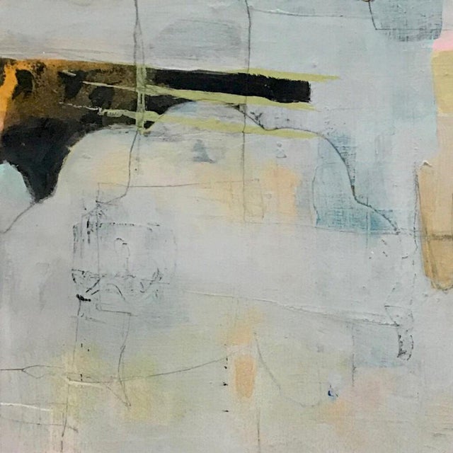 Christiane Corcelle "Shades of Blue in Chefchaouen" Mixed Media on Cradled Board, Small Abstract Painting in Blue, Teal and Pink, 2021 For Sale - Image 4 of 8