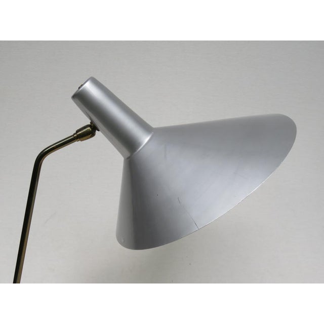 Metal Silvery Gray Brass Table Lamp, 1950s For Sale - Image 7 of 18