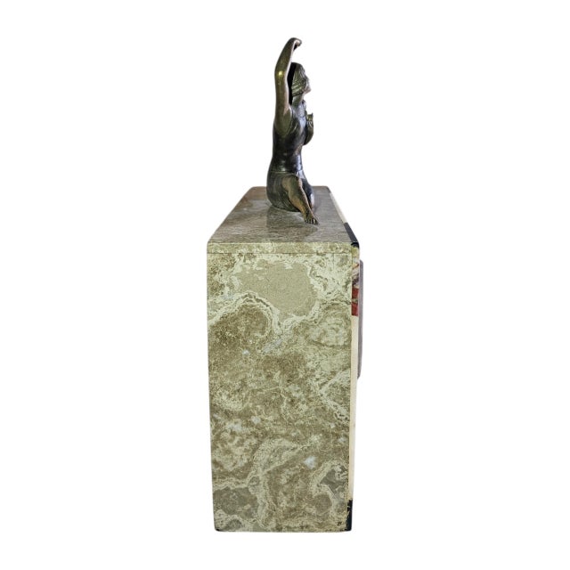 Art Deco Late 19th Century Japy Freres Art Deco Marble Mantel Clock For Sale - Image 3 of 12
