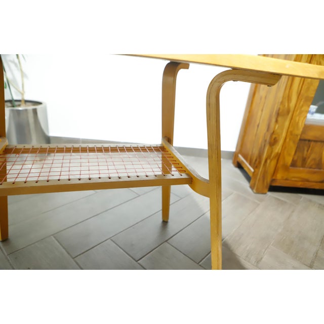 Mid-Century Modern Brussels Table with Red Woven Shelf by Dřevopodnik Holešov, 1960s For Sale - Image 3 of 14