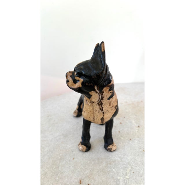 American Vintage Cast Iron Boston Terrier Dog Doorstop Early 20th Century For Sale - Image 3 of 5